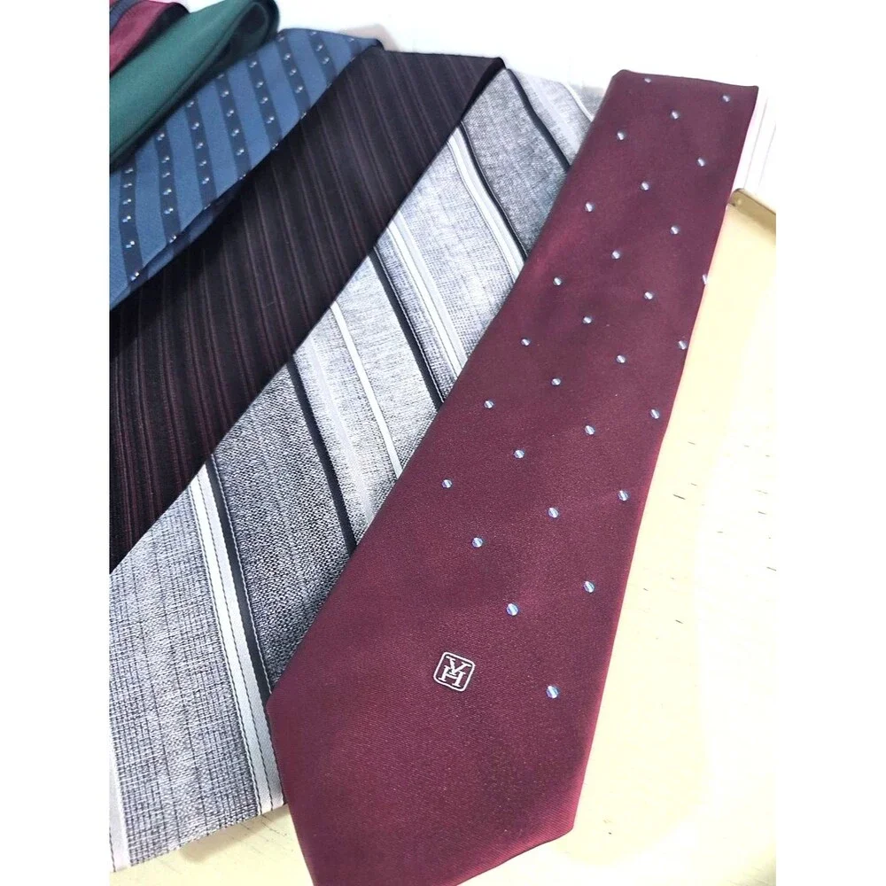 Lot of 6 Men’s Ties Designer Mixed Brands Silk Polyester Striped Geometric Class